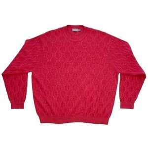 Talbots Mens Sweater XXL / 2XL Cashmere Angora Wool Crew Neck Cable Knit Red
